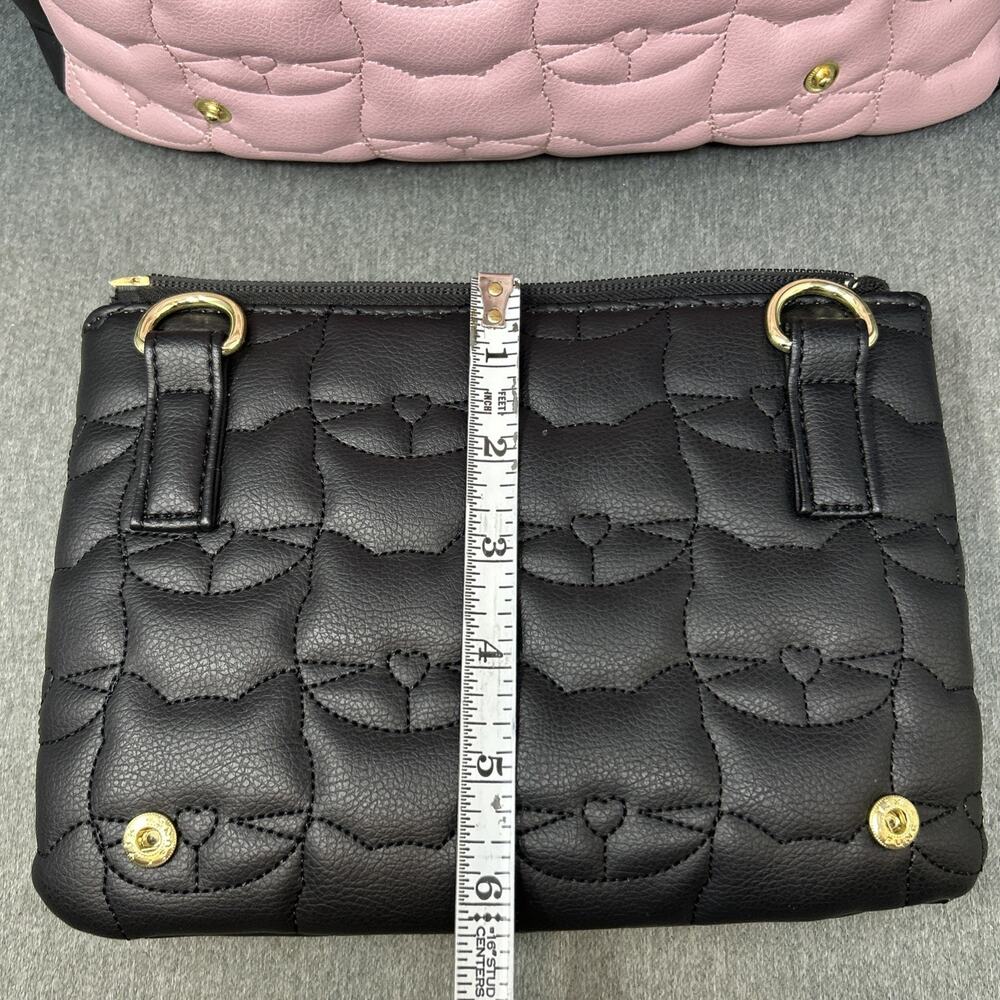 Luv Betsey Johnson Lorene Quilted Cat Face Pink Black Backpack with Crossbody - Picture 12 of 15